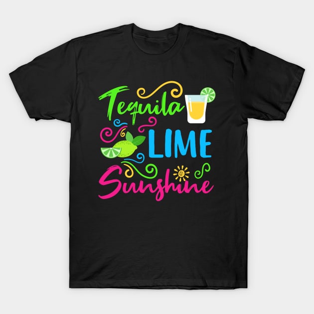 Tequila Lime Sunshine Funny Summer Beach Vacations T-Shirt by Teeziner